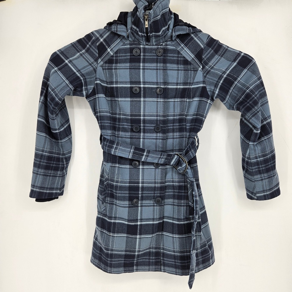 Columbia Jacket Womens Small Omni Heat Shield Hoodie Pea Coat Insulated Plaid‎